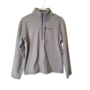 Eddie Bauer Gray 1/4 Zip Pullover Womens Fleece Jacket Size Small 100% Polyester